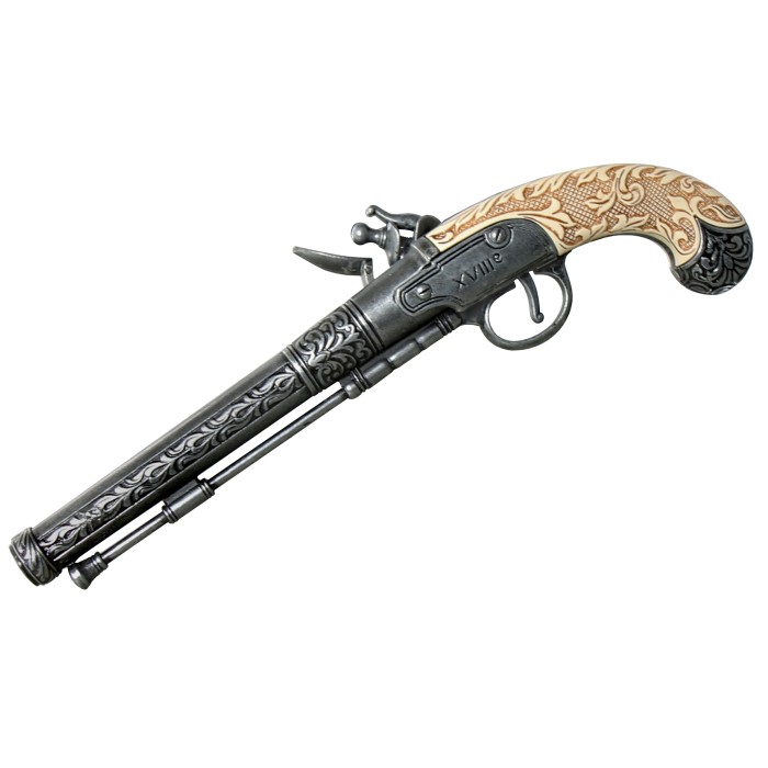 Kolser, Deko, Steinschlosspistole, Mechanik der Pistole ist beweglich, jedoch nicht schussfähig